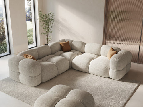 Cosmopolitan Design Symmetrische hoekbank Loretto 4-zits, structurele stof beige - 250x250x68cm