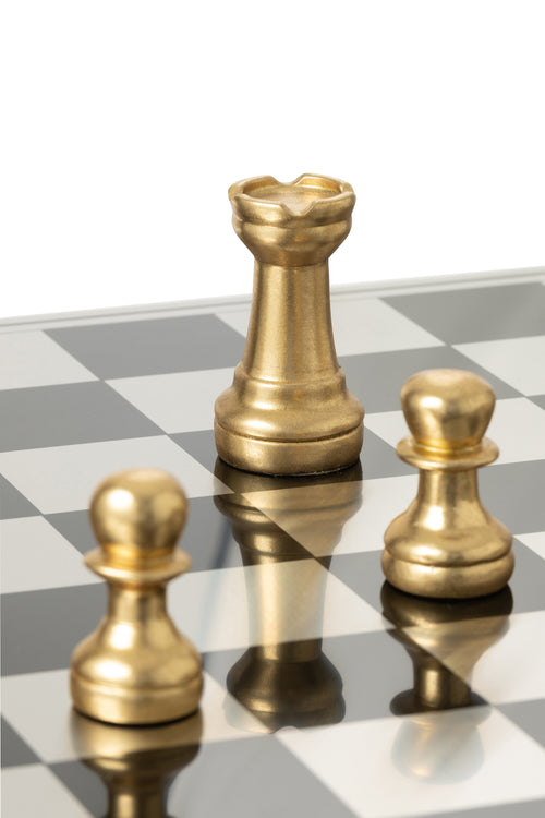 J-Line decoratie Schaakstuk - polyresin - goud/wit