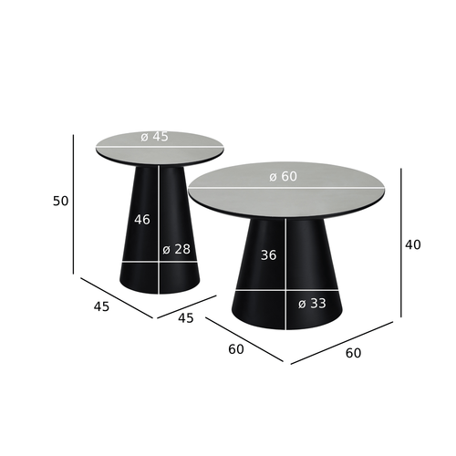 Furnhouse salontafel set Tango - Lichtgrijs - Ø 45/60 cm