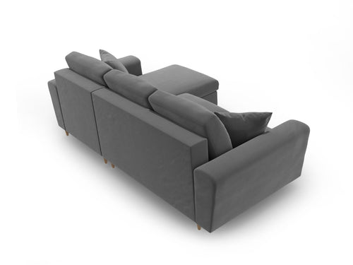 Cosmopolitan Design Omkeerbare converteerbare hoekbank met opbergdoos Kyoto 4-zits, flueel lichtgrijs - 145x241x88cm