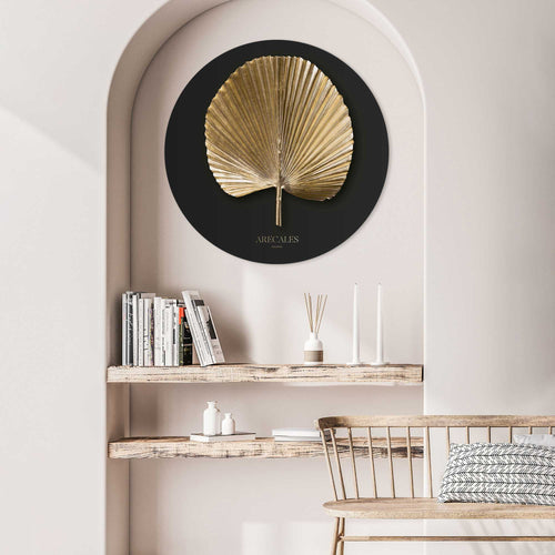 Reinders glasschilderij Palmblad in Goud - Ø 70cm
