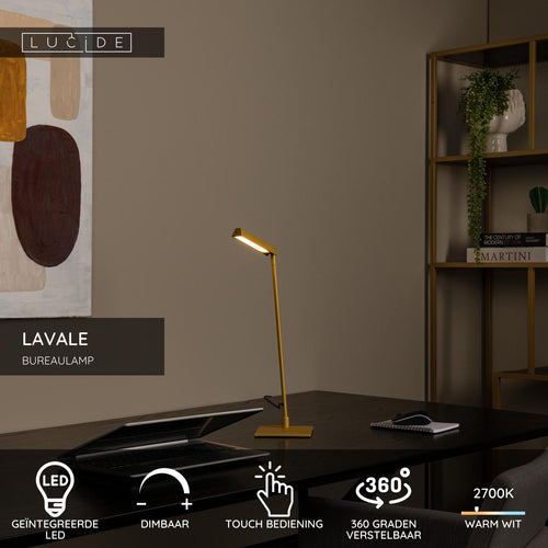 Lucide bureaulamp LAVALE - Geïntegreerde LED - Okergeel