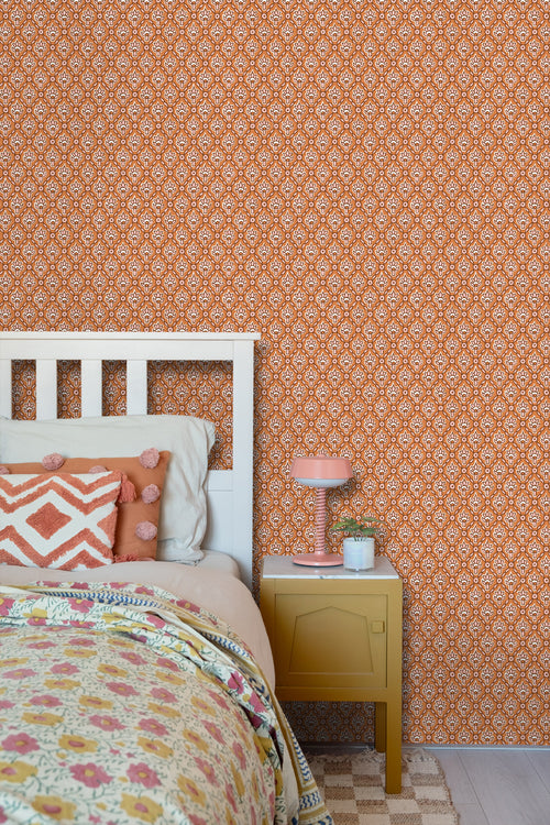 ESTAhome behang vintage bloemen oranje en roze - 50 x 900 cm - 131542 - vtwonen shop