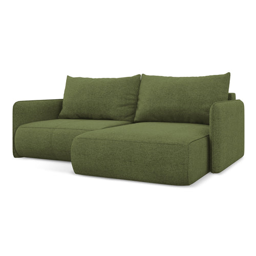 LaMiaSofa hoekbank rechts Palermo - chenille stof - flessengroen - 207x148x86