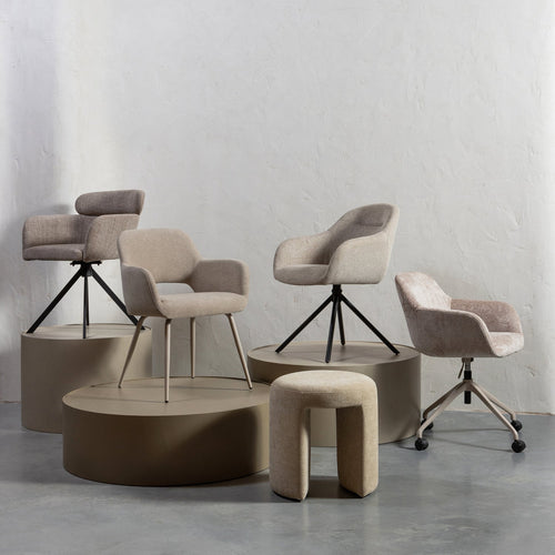 WOOOD eetkamerstoelen Grant-Jaki - Chenille - Zand - Set van 6 - vtwonen shop