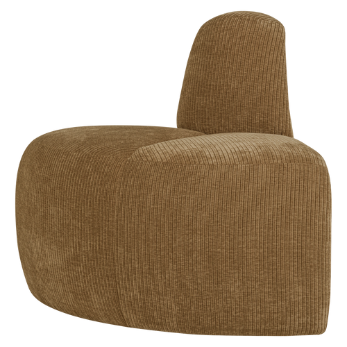 WOOOD eetbank hoek rond rugleuning Mojo - Ribstof - Honinggeel - 83x100x74