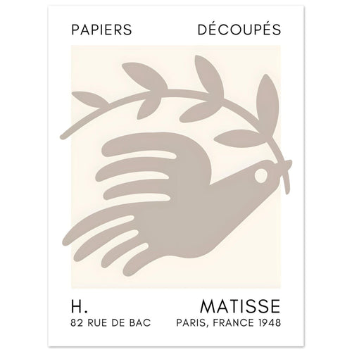 Artfulprints  Matisse - Peace dove grey   poster 30x40 cm