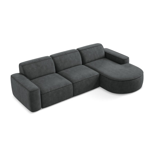 LaMiaSofa hoekbank rechts Melissa - chenille stof - donkergrijs - 284x166x70