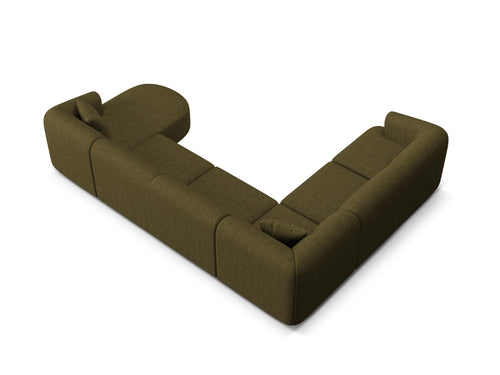 Cosmopolitan Design Modulaire panoramische hoekbank links Campi 7-zits, structurele stof groente - 255x330x70cm