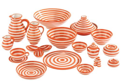 J-Line asbak Granada Stripes - keramiek - wit/oranje - large