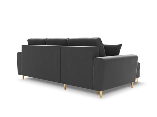 Cosmopolitan Design Omkeerbare converteerbare hoekbank met opbergdoos Kyoto 4-zits, flueel lichtgrijs - 145x241x88cm