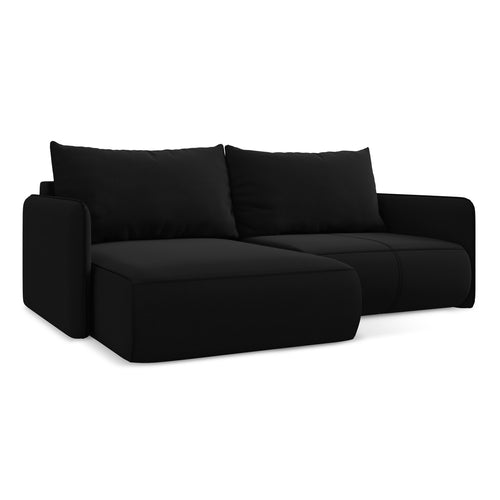 LaMiaSofa hoekbank links Palermo - velours - zwart - 207x148x86