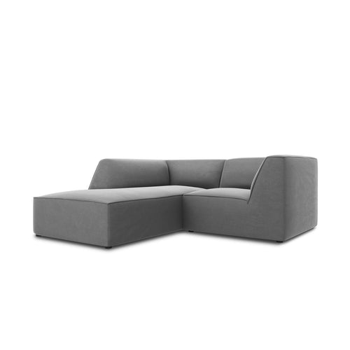 Cosmopolitan Design - Modulaire hoekbank links Siena 3-zits, flueel grijs - 180x186x69cm