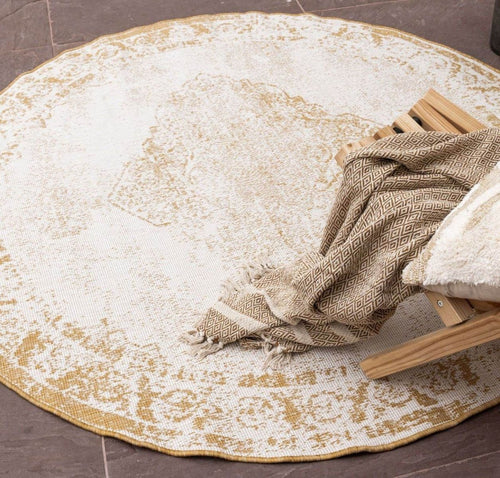 Rond Buitenkleed sage - Geel/Okergeel - dubbelzijdig - EVA Interior - 240 x 240 cm - vtwonen shop