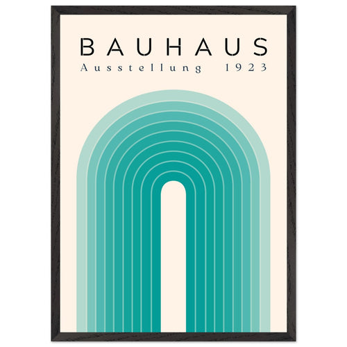 Artfulprints Poster met Lijst Bauhaus - Turquoise rainbow   - 50x70 cm - Turquoise