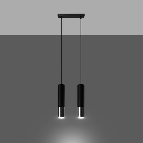 Sollux Lighting Hanglamp LOOPEZ 2 zwart/chroom - 30x6x90cm
