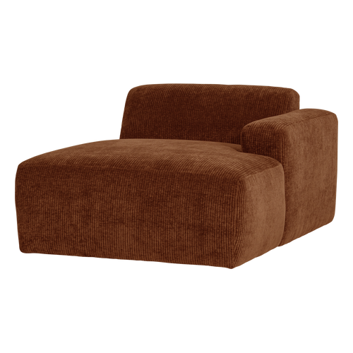 WOOOD chaise longue bank rechts Mojo Base - Rib - Roestbruin - 74x112x162