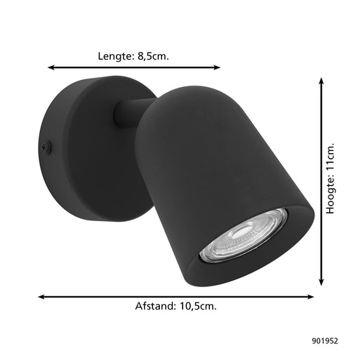 EGLO spot Camaldoli - gu10 - 8.5 cm - zwart