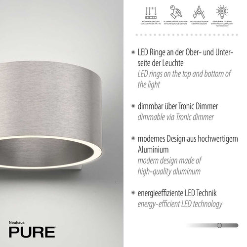 Neuhaus PURE wandlamp Clipse - 2 lichts - 19.7  x 8   cm - mat chroom