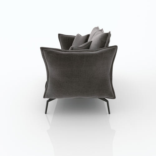 Sia Home - Rechte bank LENNY - Fluweel - Grafiet grijs - 210cm