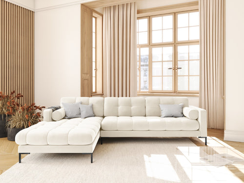 Cosmopolitan Design linker hoekbank Bali 5-zits, flueel, lichtbeige - 185x293x75cm