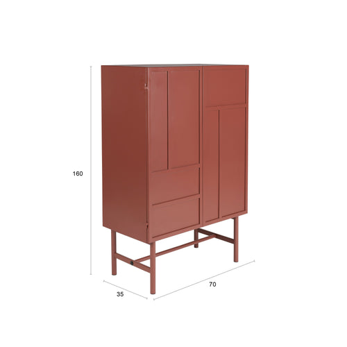 Housecraft Living Davis Kast Metaal Bruin/ Rood - vtwonen shop