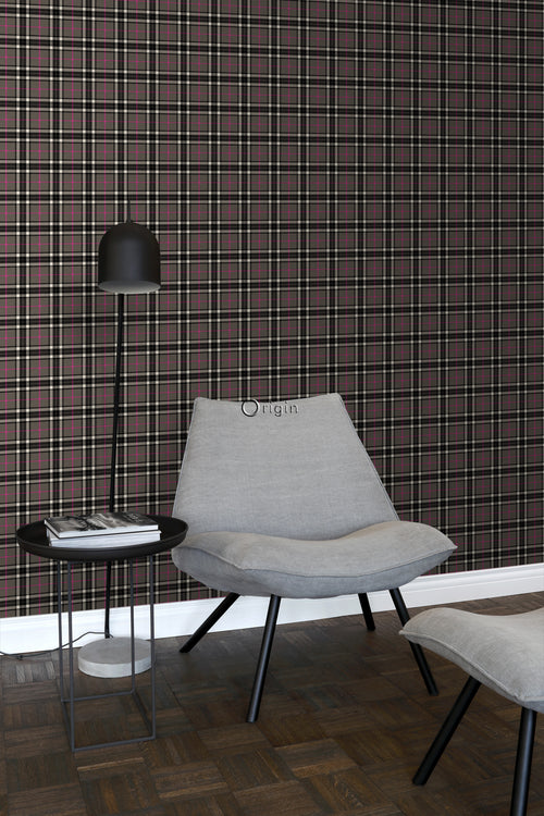 Origin Wallcoverings behang ruiten donkergrijs en roze - 53 cm x 10,05 m - 347472 - vtwonen shop