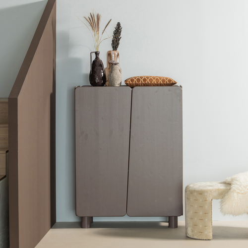 WOOOD opbergkast 2-deurs Root - Grenen - Truffel Bruin - 135x100x45