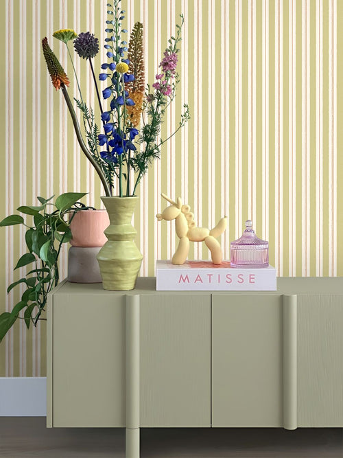 ESTAhome behang strepen groen en bruin - 50 x 900 cm - 131962