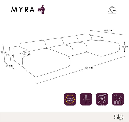Sia Home - Symmetrische banken MYRA - Corduroy - Beige - 366cm - vtwonen shop
