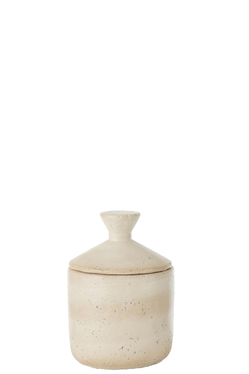 J-Line voorraadpot Decoratief Olina - cement - creme - small - vtwonen shop
