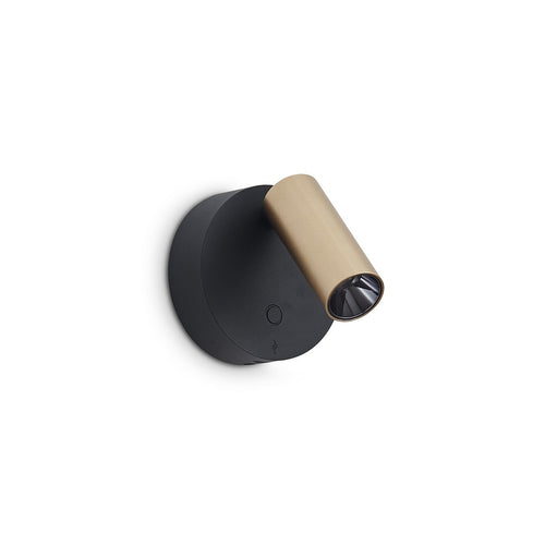 Ideal Lux ELF Leeslamp voor aan de muur, zwart, goud, 1x LED 220lm 3000K, dimbaar