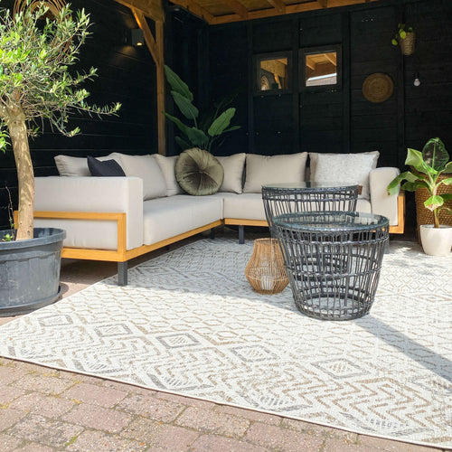 Mrcarpet buitenkleed Asti - wit/zand/antraciet - 160 x 230cm