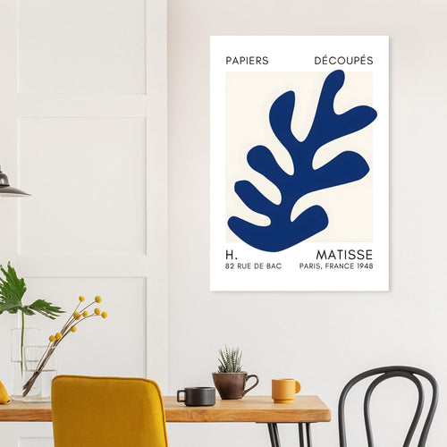 Artfulprints Poster Matisse – Ocean petals navy blue II   - 70x100 cm - Blauw