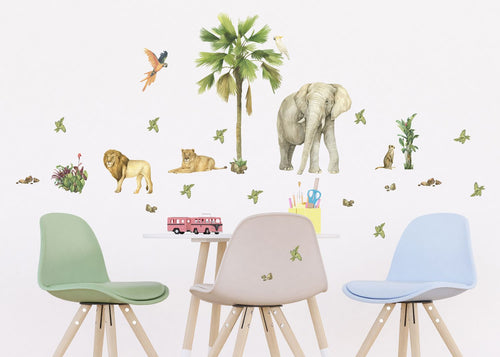 Sanders & Sanders muursticker jungle dieren groen - 65 x 42.5 cm - 601342