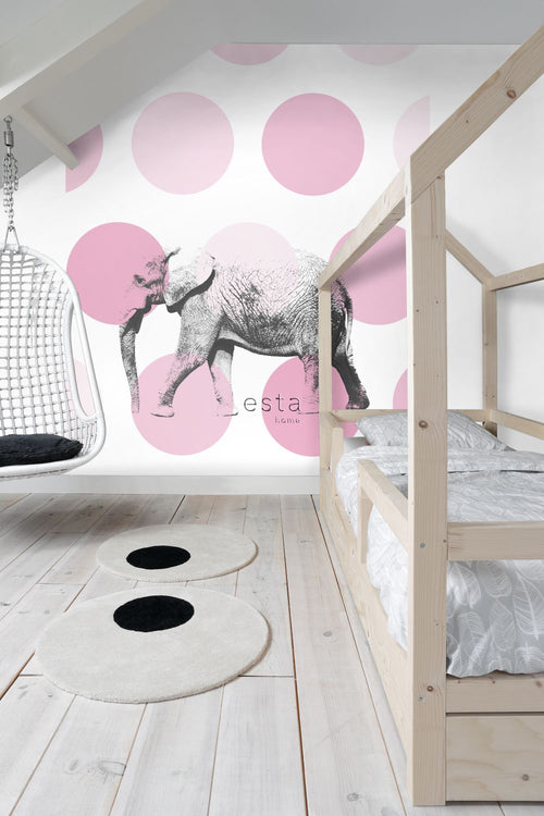 ESTAhome fotobehang olifant roze - 186 x 279 cm - 158708 - vtwonen shop