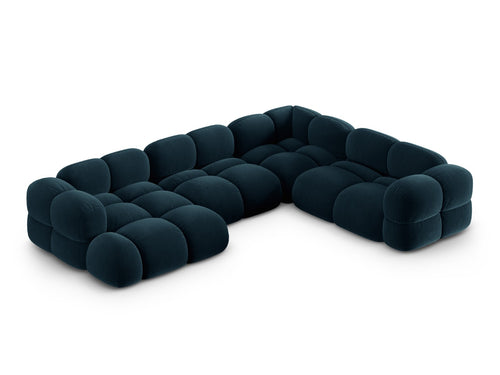 Cosmopolitan Design Panoramische hoekbank rechts Loretto 5-zits, flueel diepe olie - 250x345x68cm