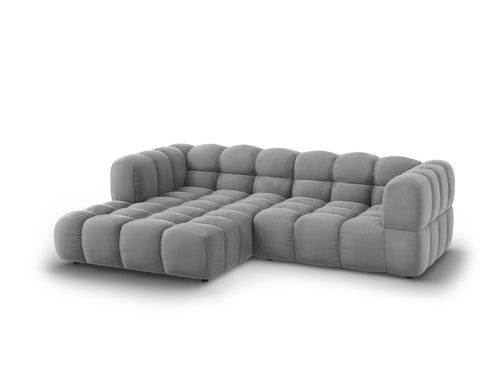 Cosmopolitan Design Modulaire hoekbank links Sky 3-zits, flueel, lichtgrijs - 162x244x70cm