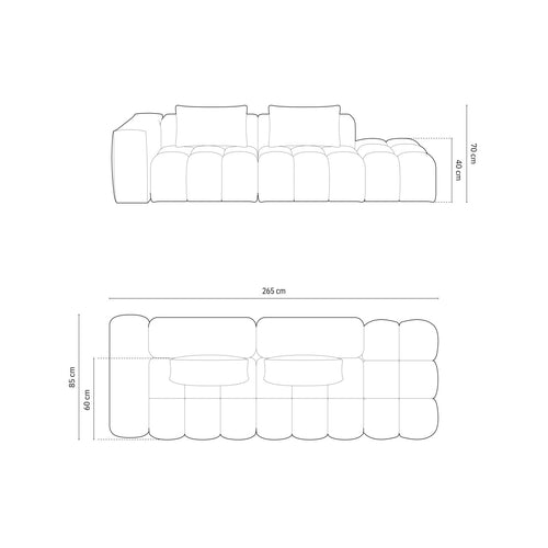 Cosmopolitan Design - Linker modulaire bank Verona 4-zits, flueel pastelblauw - 85x265x70cm