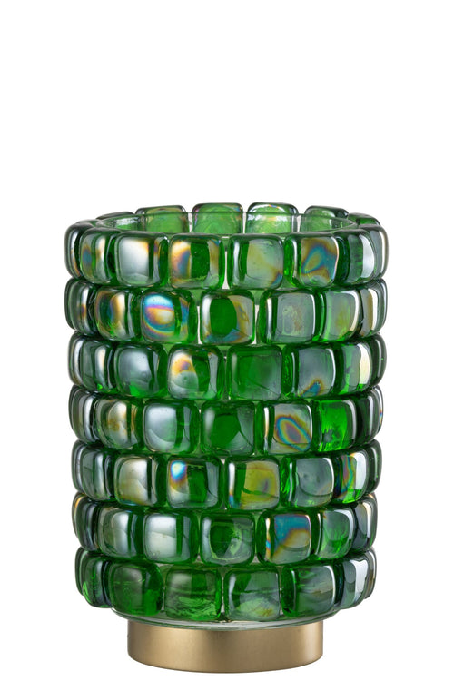 J-Line theelichthouder Vierkant mozaiek - glas - groen - large