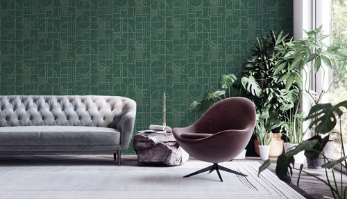 Livingwalls behang geometrische vormen groen en goud - 53 cm x 10.05 m - AS-386993 - vtwonen shop