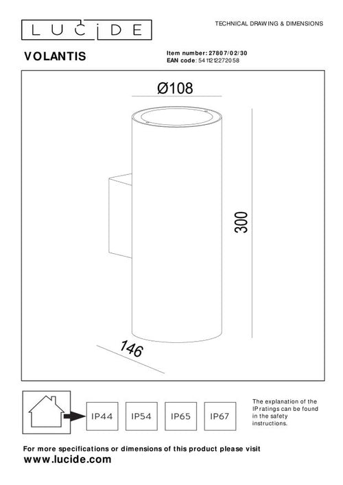 Lucide wandspot VOLANTIS - 2xE27 - Zwart - vtwonen shop