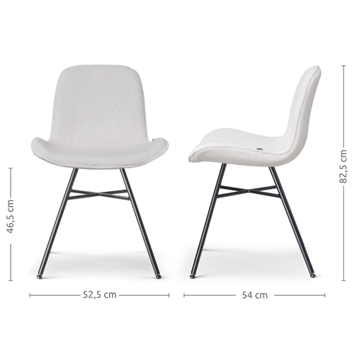 Nolon Noa-Fé Eetkamerstoelen Set van 2 - Rib Crème - Zwarte Poten - vtwonen shop