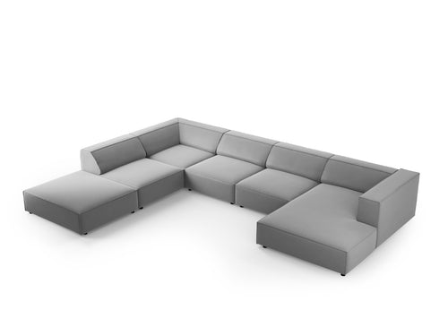 Cosmopolitan Design Panoramische hoekbank links Arendal 7-zits, flueel, lichtgrijs - 262x364x70cm