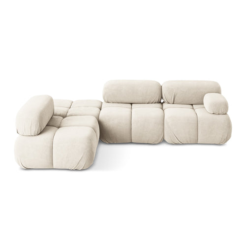 LaMiaSofa hoekbank links Sanremo - chenille stof - lichtbeige - 285x190x70