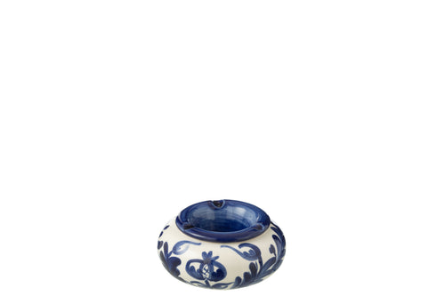 J-Line asbak Granada - keramiek - wit/blauw - small