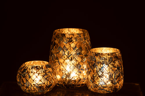 J-Line kaarshouder Mozaïek - glas - grijsblauw - vtwonen shop