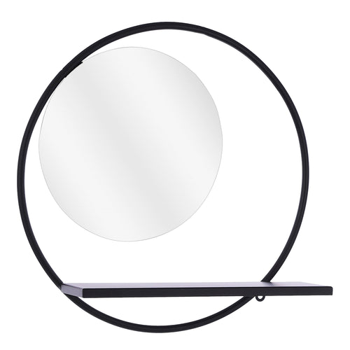 Mica Decorations Phoenix Wandspiegel - B11 x Ø39 cm - Metaal - Zwart - vtwonen shop