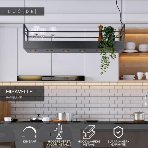 Lucide hanglamp MIRAVELLE - 6xGU10 - Zwart