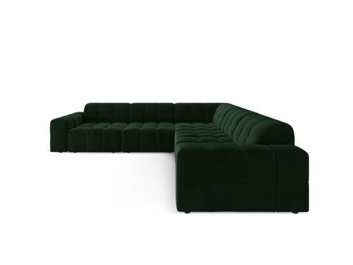 Cosmopolitan Design Hoekbank CHICAGO 4-zits, flueel flessengroen - 285x285x78cm
